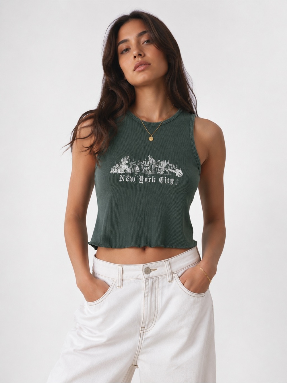 Garage New York City Graphic Tank Top Green
